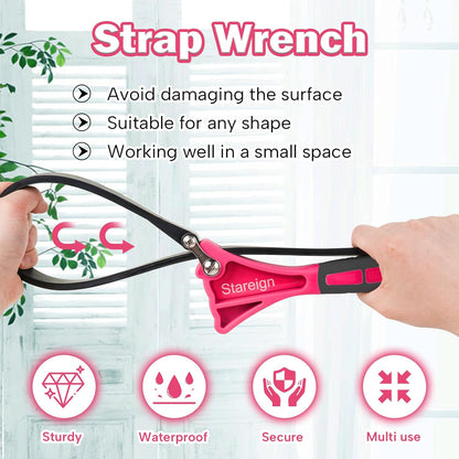 2-Pack Rubber Strap Wrench,Oil Filter Wrench Diameter 4" and 6" Heavy Duty Adjustable Blet Wrench for Jar Opener,Water Filter,Plumbing,Sink,Faucet(Orange)