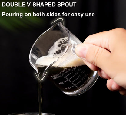 Ackers Etched Scale Espresso cup with Handle, Thickened Bottom and Wall, Double V-Shaped Spout,2.5OZ Milk Frothing Pitcher,75ML Milk Cup with Handle, Espresso Accessory(Pack of 2)