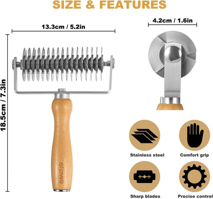 Lattice Pastry Cutter – Stainless Steel Roller Cutter with Wooden Handle for Pie, Beef Wellington, Pastry & Bread – Easy Lattice Pattern –