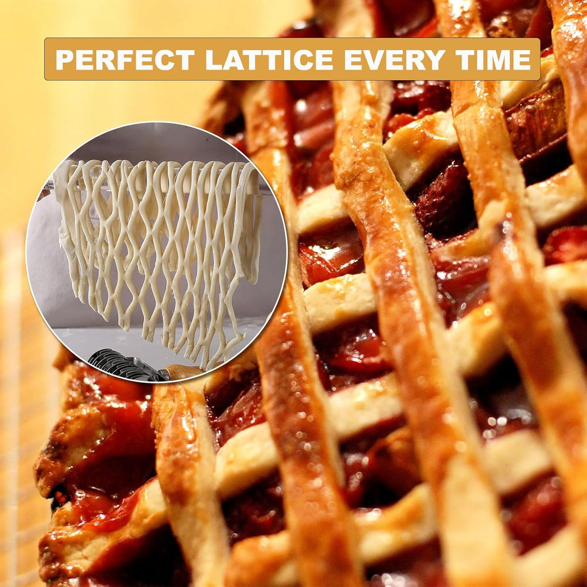 Lattice Pastry Cutter – Stainless Steel Roller Cutter with Wooden Handle for Pie, Beef Wellington, Pastry & Bread – Easy Lattice Pattern –