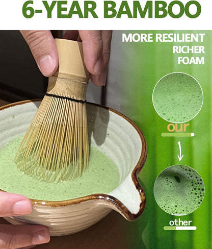 Matcha Whisk Set with Matcha Bowl, Matcha Whisk Holder Matcha Bamboo Whisks, Scoop, Sifter, Mothers Day Gifts for Women Mom Her Girl Friend Home Kitchen Decor Kit for Tea Enthusiasts