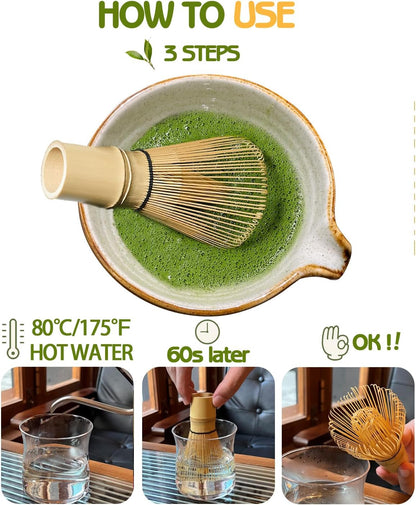 Matcha Whisk Set with Matcha Bowl, Matcha Whisk Holder Matcha Bamboo Whisks, Scoop, Sifter, Mothers Day Gifts for Women Mom Her Girl Friend Home Kitchen Decor Kit for Tea Enthusiasts
