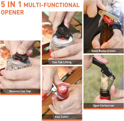 ikkle Soda Can Opener Smooth Edge 5-in-1 Portable Can Top Remover