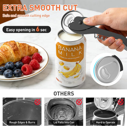 ikkle Soda Can Opener Smooth Edge 5-in-1 Portable Can Top Remover