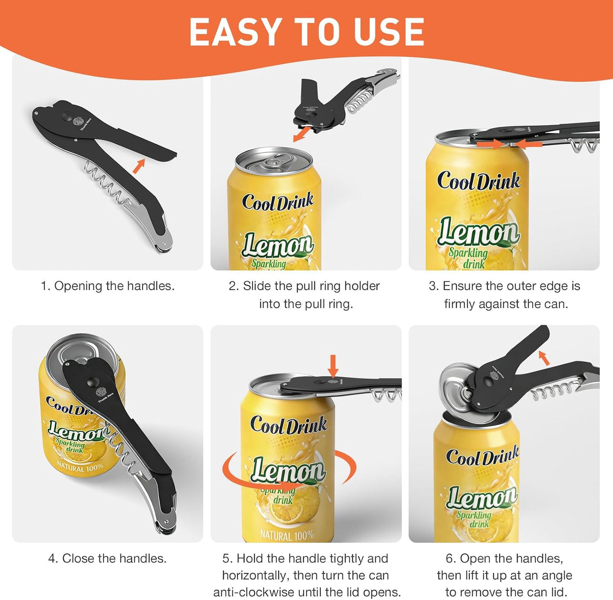ikkle Soda Can Opener Smooth Edge 5-in-1 Portable Can Top Remover