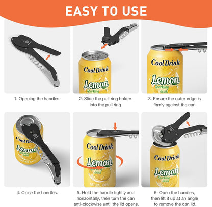ikkle Soda Can Opener Smooth Edge 5-in-1 Portable Can Top Remover