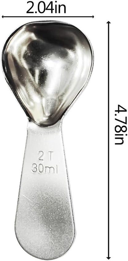 1 Pack Coffee Scoop, 2 Tablespoon, Stainless Steel Measuring Spoons for Ground Coffee, Sugar, Protein Powder, Tea Leaves (1, Silver, 30 ml)