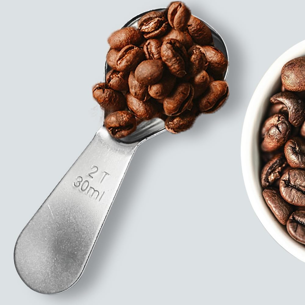 1 Pack Coffee Scoop, 2 Tablespoon, Stainless Steel Measuring Spoons for Ground Coffee, Sugar, Protein Powder, Tea Leaves (1, Silver, 30 ml)