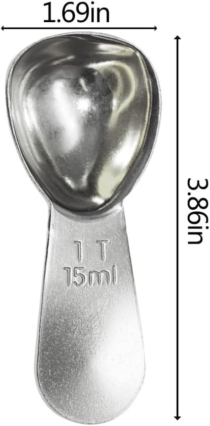 1 Pack Coffee Scoop, 2 Tablespoon, Stainless Steel Measuring Spoons for Ground Coffee, Sugar, Protein Powder, Tea Leaves (1, Silver, 30 ml)