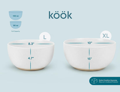 Mixing Bowls, Ceramic Nesting Bowls, Stoneware Kitchen Bowls, For Prep, Serving, Dishwasher Safe, 18/40/90/140 oz, Set of 4, Moonstone