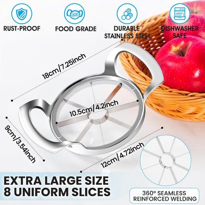 AUBENR 4.72 Inch Extra Large Apple Slicer with 12 Blades - Professional Heavy Duty Apple Cutter -304 Stainless Steel Apple Corer Tool - Sharp Apple Slicer and Corer - Easy to Use - Dishwasher Safe