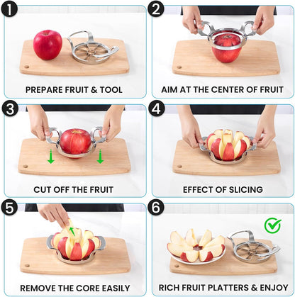 AUBENR 4.72 Inch Extra Large Apple Slicer with 12 Blades - Professional Heavy Duty Apple Cutter -304 Stainless Steel Apple Corer Tool - Sharp Apple Slicer and Corer - Easy to Use - Dishwasher Safe