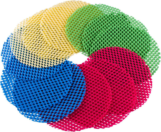 12 Pack Multi-Purpose Manual Jar Gripper Pad Rounds, Bottle Openers, Blue/Green/Red/Yellow