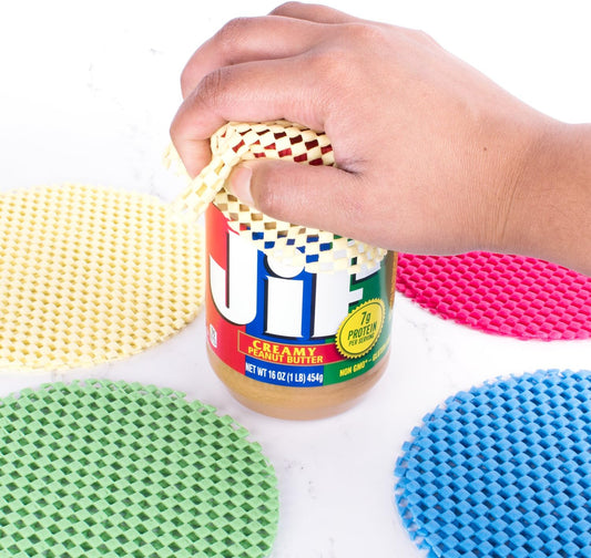 12 Pack Multi-Purpose Manual Jar Gripper Pad Rounds, Bottle Openers, Blue/Green/Red/Yellow