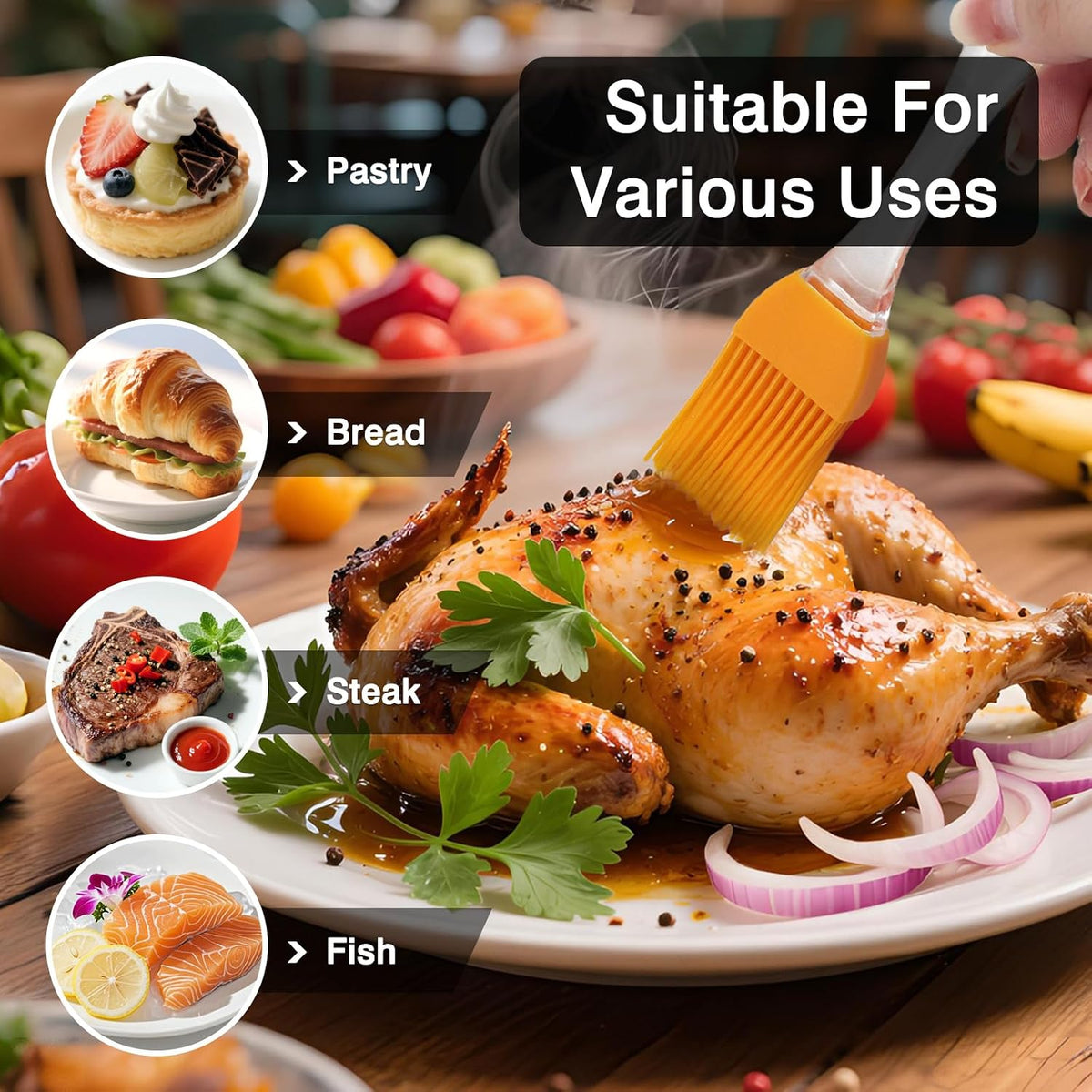 Silicone Pastry & Basting Brush – Heat-Resistant Cooking Brush for BBQ, Grill, Baking, and Kitchen Use