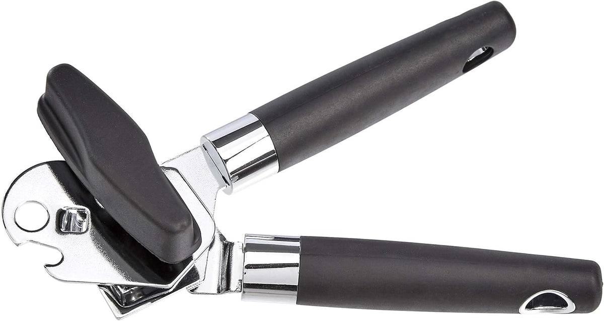 Multi-function Manual Can Opener and Bottle Opener with Soft Grip Dual Handle, 22 cm, Black