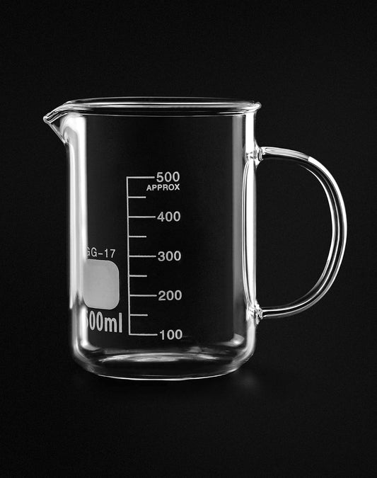 Beaker with Handle, 500ml Measuring Cup, Borosilicate Glass,Beaker Mug with Pouring Spout, 2 Pack
