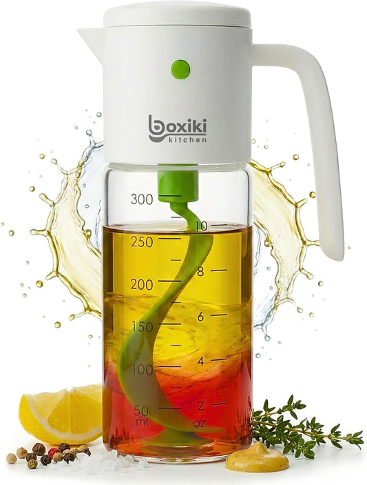Salad Dressing Mixer Bottle – Leakproof Glass Shaker with Measurements | Easy Blend Oil & Vinegar Dispenser for Healthy Homemade Sauces, Marinades & Vinaigrettes