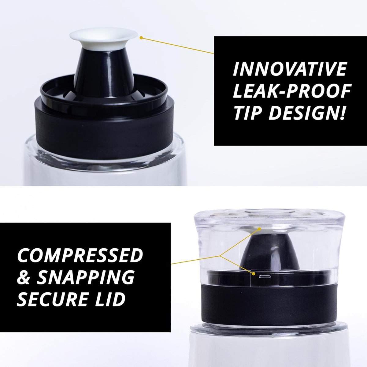 Roen 2pcs Olive Oil and Vinegar Dispenser Set with Labeling Stickers - 10oz 300mL Glass Bottles for Kitchen Oils, Vinegar, Syrup, and Condiments - Cruet Oil Dispenser Bottle (V2, 2), Clear