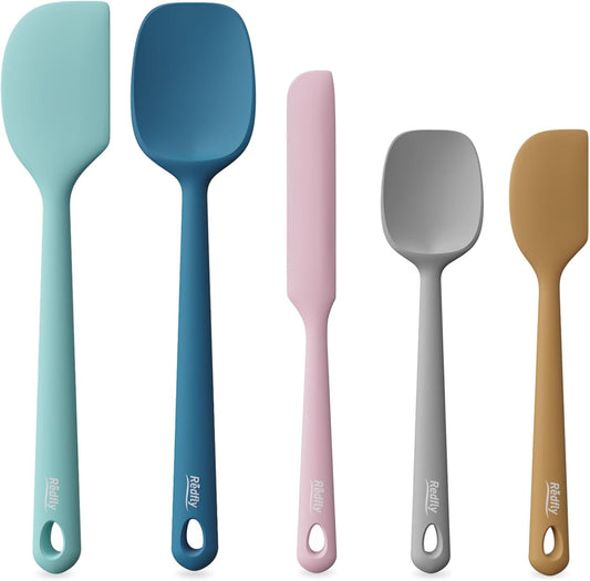 5-Piece Food-Grade Silicone Spatula Set for Baking, Heat-Resistant | Dishwasher safe, nonstick surface, for cooking and kitchen use, flexible rubber spatulas, 5 kitchen tools