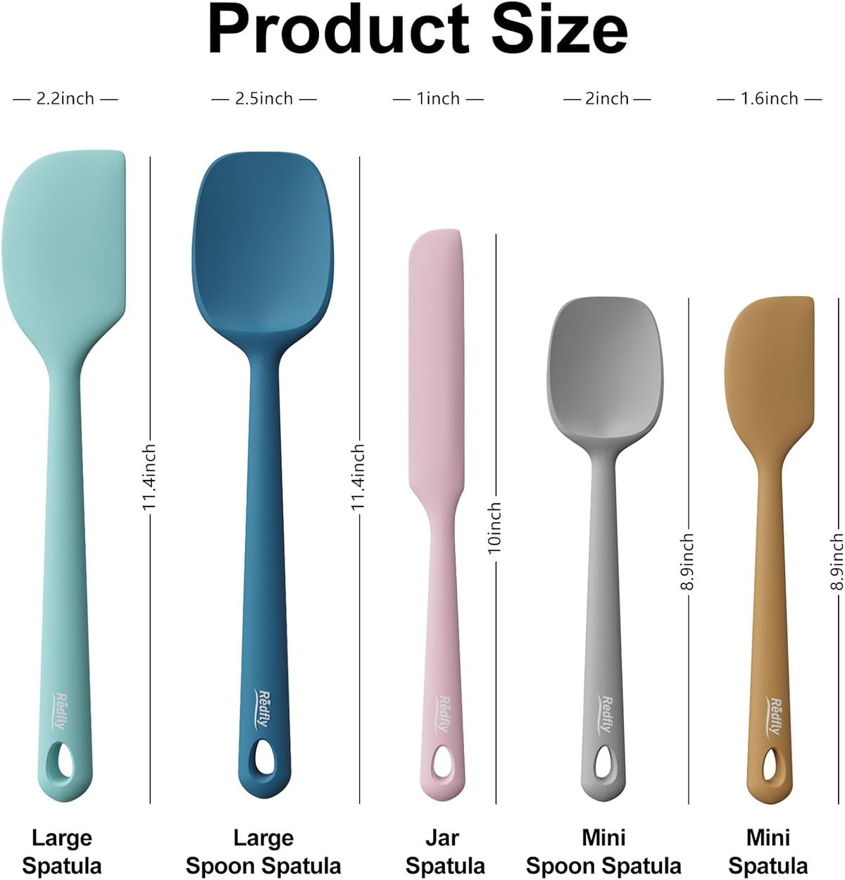 5-Piece Food-Grade Silicone Spatula Set for Baking, Heat-Resistant | Dishwasher safe, nonstick surface, for cooking and kitchen use, flexible rubber spatulas, 5 kitchen tools