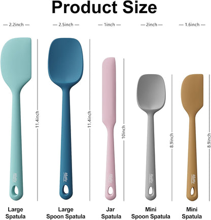 5-Piece Food-Grade Silicone Spatula Set for Baking, Heat-Resistant | Dishwasher safe, nonstick surface, for cooking and kitchen use, flexible rubber spatulas, 5 kitchen tools
