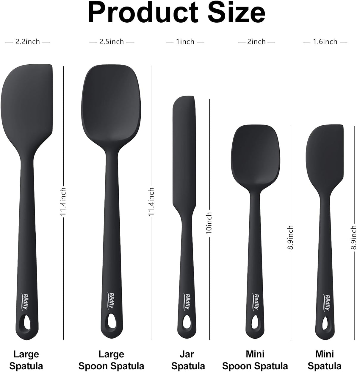 5-Piece Food-Grade Silicone Spatula Set for Baking, Heat-Resistant | Dishwasher safe, nonstick surface, for cooking and kitchen use, flexible rubber spatulas, 5 kitchen tools