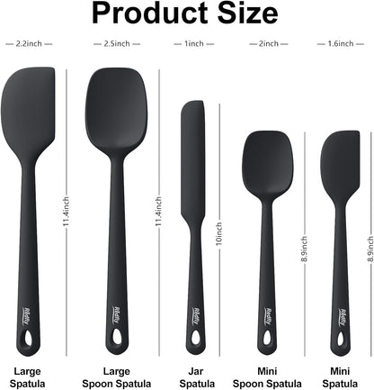 5-Piece Food-Grade Silicone Spatula Set for Baking, Heat-Resistant | Dishwasher safe, nonstick surface, for cooking and kitchen use, flexible rubber spatulas, 5 kitchen tools