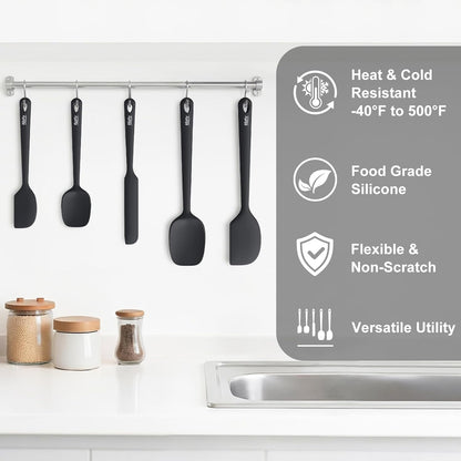 5-Piece Food-Grade Silicone Spatula Set for Baking, Heat-Resistant | Dishwasher safe, nonstick surface, for cooking and kitchen use, flexible rubber spatulas, 5 kitchen tools