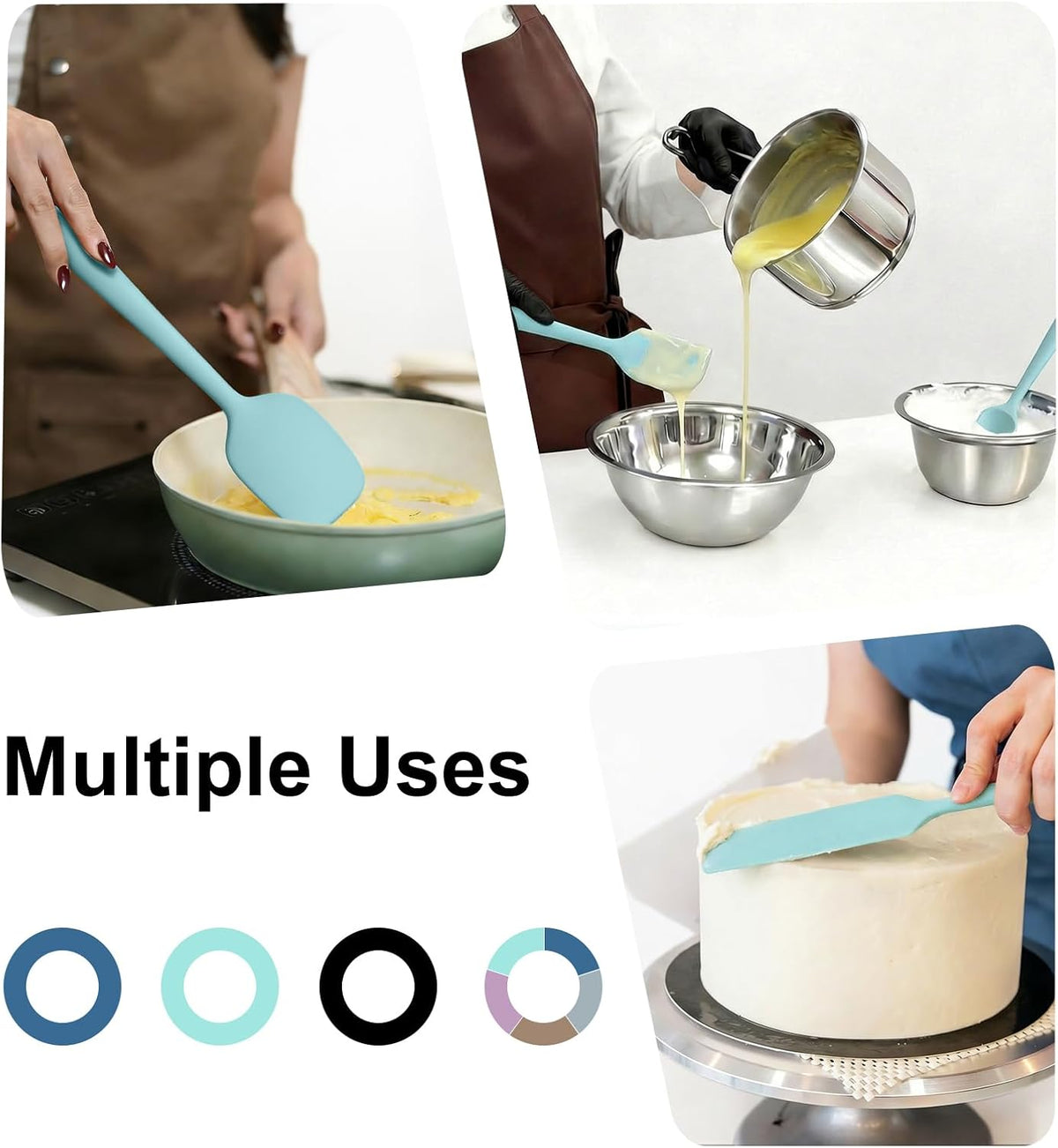 5-Piece Food-Grade Silicone Spatula Set for Baking, Heat-Resistant | Dishwasher safe, nonstick surface, for cooking and kitchen use, flexible rubber spatulas, 5 kitchen tools