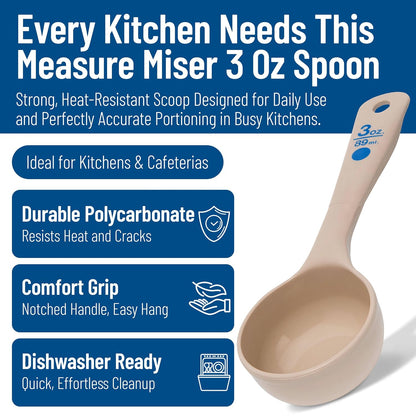 Measure Miser Plastic Measuring Spoon with Short Handle, 3 Ounces, Beige
