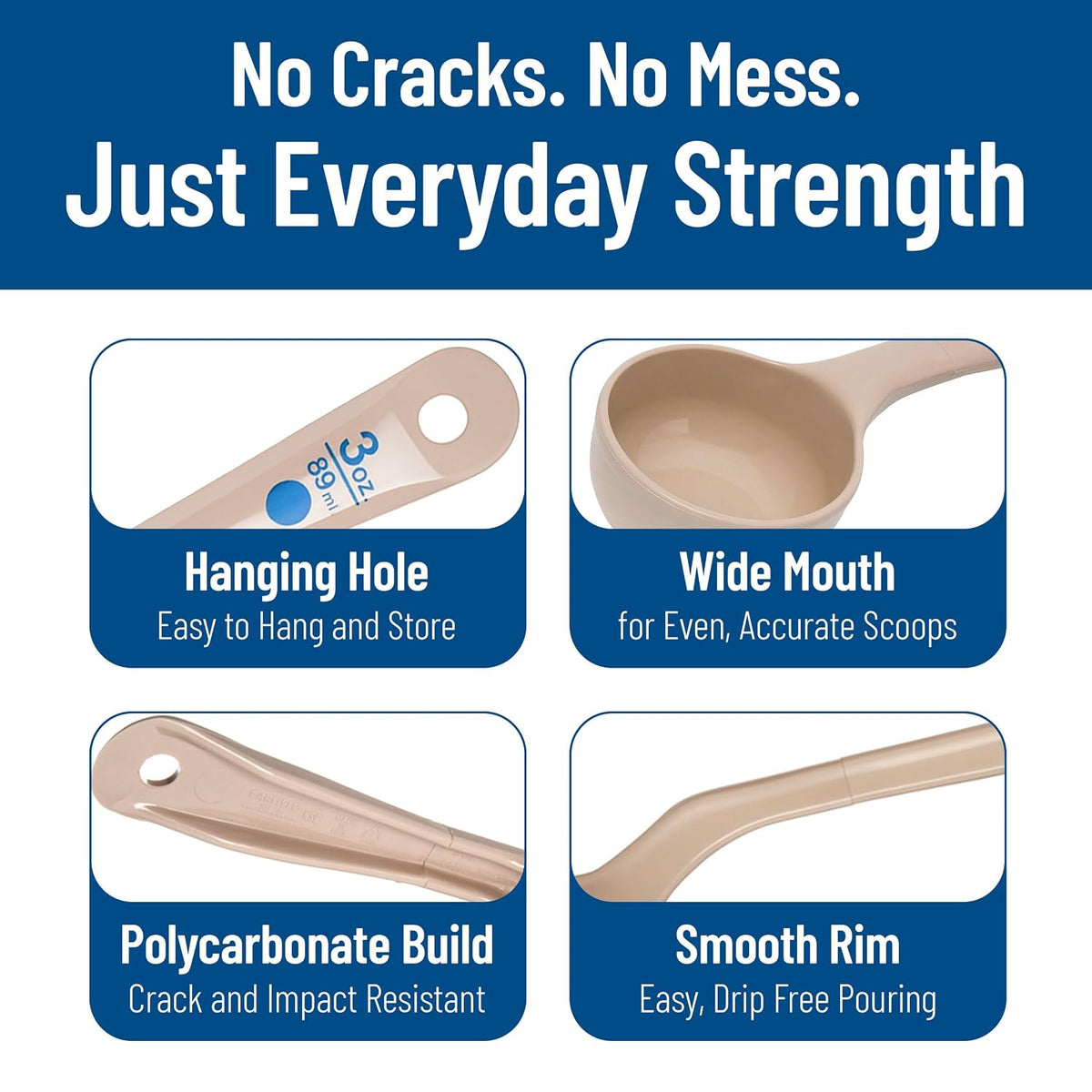 Measure Miser Plastic Measuring Spoon with Short Handle, 3 Ounces, Beige