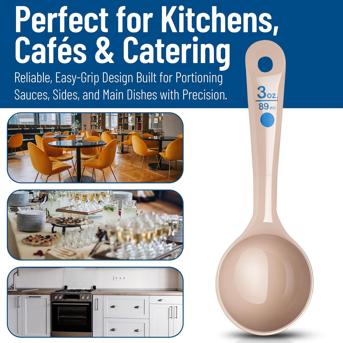 Measure Miser Plastic Measuring Spoon with Short Handle, 3 Ounces, Beige