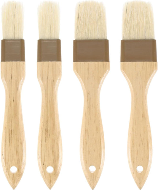 2-Set Pastry Brush, Wooden Handle Natural Bristle Basting BBQ Oil Brush for Cooking/Barbecue/Kitchen [1 & 1.6 Inch]