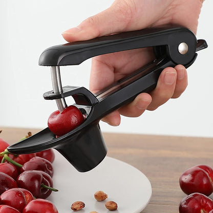 2PCS Cherry Pitter - Stainless Steel Cherries Corer Pitter Tool with Hand-held Push Design, Save Time & Space for MMake Delicious Cherries Dishes and Cocktail Cherries (2PCS Black)