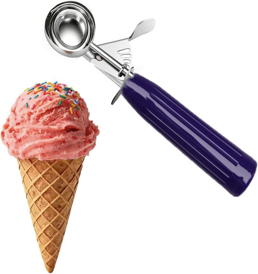 Commercial-Grade Ice Cream Scoop 0.75 oz, 18/8 Stainless Steel Cookie Scoop with Plastic Handle, Portion Control Disher Scoop for Bakeries, Restaurants & Dessert Shops, #40, Purple