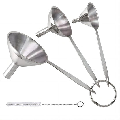 Small Funnels for Filling Bottles Stainless Steel Kitchen Funnels (Long) | 3 Pcs Food-grade Metal Kitchen Funnels Set for Transferring Essential Oils Liquid Fluid Spice Dry Ingredients Powder,Durable