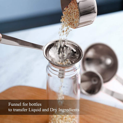 Small Funnels for Filling Bottles Stainless Steel Kitchen Funnels (Long) | 3 Pcs Food-grade Metal Kitchen Funnels Set for Transferring Essential Oils Liquid Fluid Spice Dry Ingredients Powder,Durable