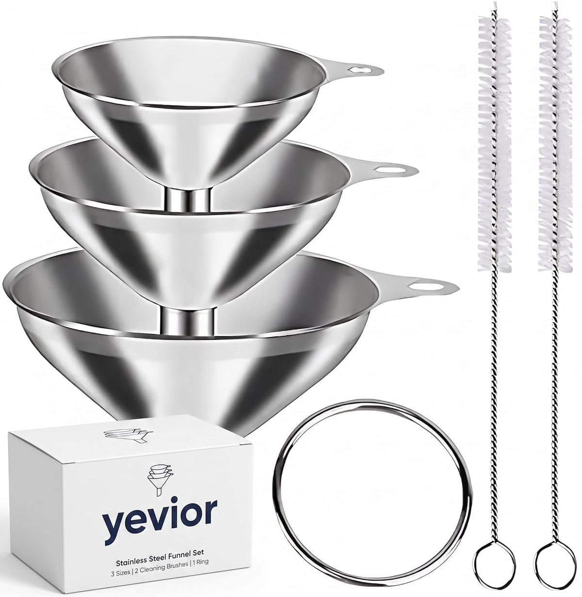 Small Funnels for Filling Bottles Stainless Steel Kitchen Funnels (Long) | 3 Pcs Food-grade Metal Kitchen Funnels Set for Transferring Essential Oils Liquid Fluid Spice Dry Ingredients Powder,Durable