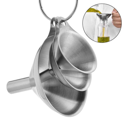 Small Funnels for Filling Bottles Stainless Steel Kitchen Funnels (Long) | 3 Pcs Food-grade Metal Kitchen Funnels Set for Transferring Essential Oils Liquid Fluid Spice Dry Ingredients Powder,Durable
