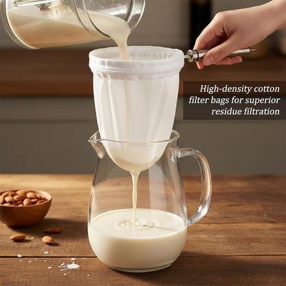 Ultra Fine Mesh Strainer Bags with Stainless Steel Handle, 3 Pcs Reusable Nut Milk Bag Strainer, Juice Strainers Mesh Filter Bags Cheese Cloth Bag for Straining Nutmilk, Coffee, Tea, Yogurt (Small)