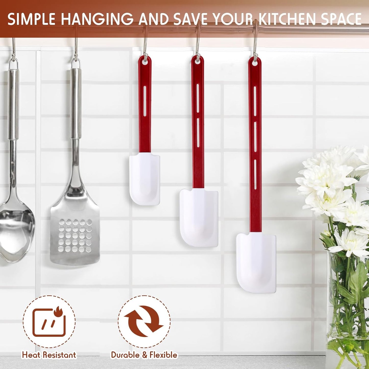 4 Pcs High Temp Silicone Spatulas Heat Resistant Rubber Spatula Commercial Silicone Scraper with Handle for Kitchen Cook Baking Mixing Utensil, Dishwasher Safe (10 Inch,14 Inch)