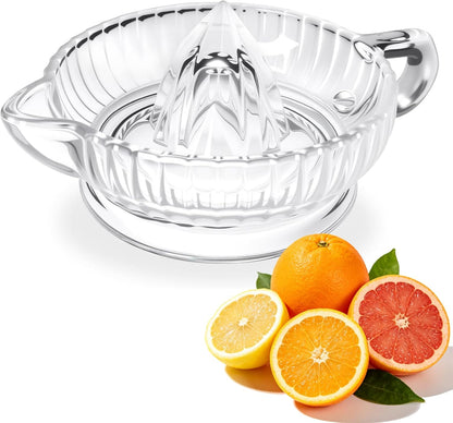 Glass Citrus Juicer Reamer with Handle & Pour Spout, Manual Lemon Squeezer