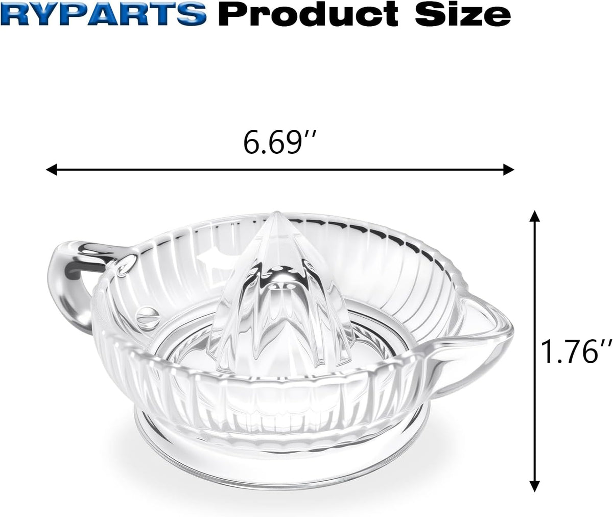 Glass Citrus Juicer Reamer with Handle & Pour Spout, Manual Lemon Squeezer