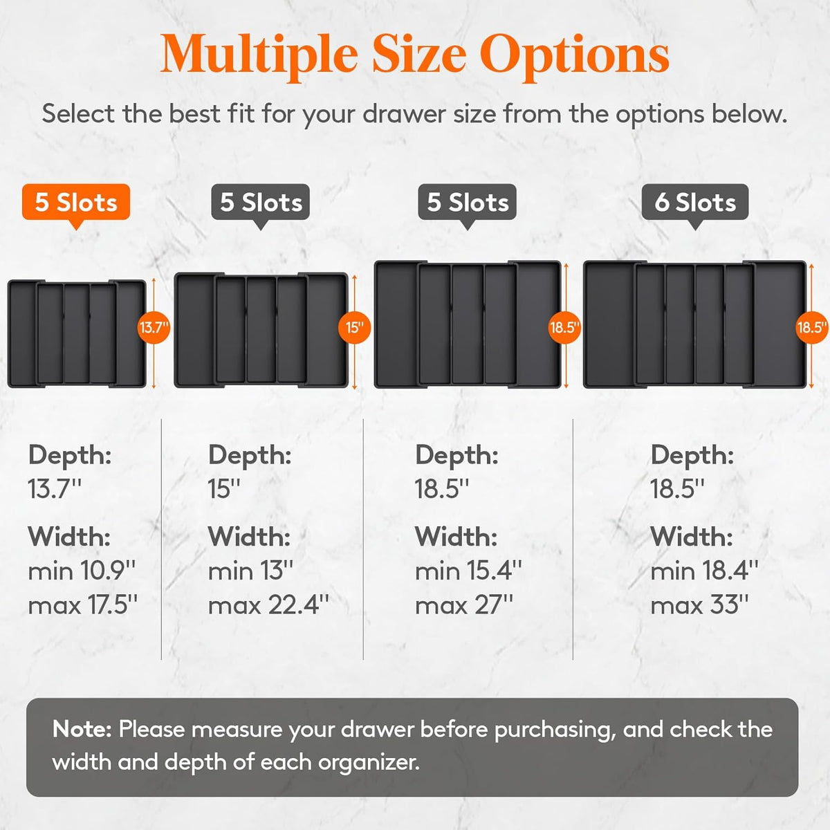 Utensil Organizer for Kitchen Drawers, Expandable Cooking Utensil Tray, Adjustable Cutlery Silverware Flatware Holder, Plastic Spatula Tools Storage Divider, 13-22 x 15", Black