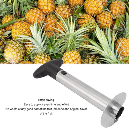 Pineapple Corer, Stainless Steel Pineapple Corer and Slicer, Portable Pineapple Cutter, Pineapple Spears with Black Handle for Diced Pineapple Rings