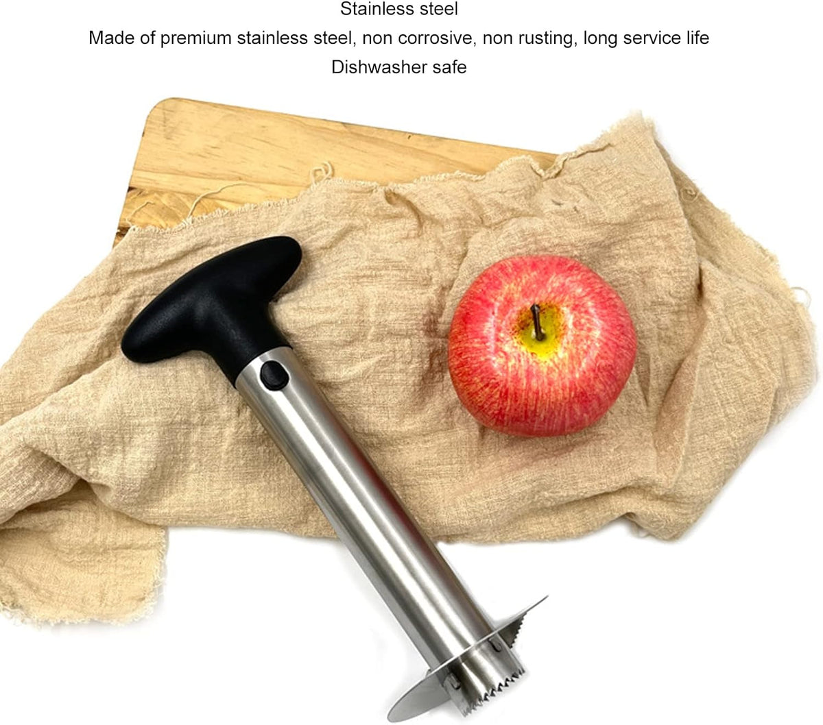 Pineapple Corer, Stainless Steel Pineapple Corer and Slicer, Portable Pineapple Cutter, Pineapple Spears with Black Handle for Diced Pineapple Rings