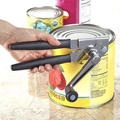 1 Pack Commercial Grade Heavy Duty Manual Can Opener with Easy Crank Folding Handle, Super Thick 20GA 2.0mm Steel with Chrome Plate Finish, Fit All Size Large Cans