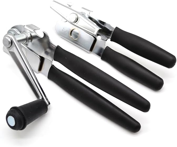 1 Pack Commercial Grade Heavy Duty Manual Can Opener with Easy Crank Folding Handle, Super Thick 20GA 2.0mm Steel with Chrome Plate Finish, Fit All Size Large Cans