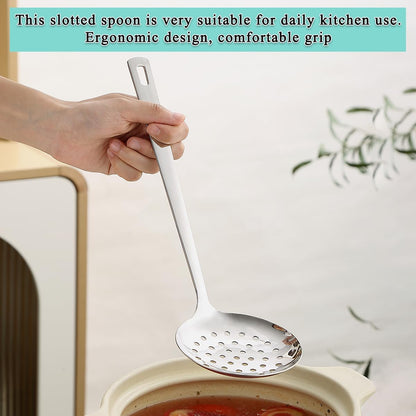 Kitchen Skimmer Slotted Spoon - Stainless Steel Spider Strainer for Straining Pasta/Cooking/Frying, Durable Rust-Resistant Kitchen Utensils Skimmer Ladle